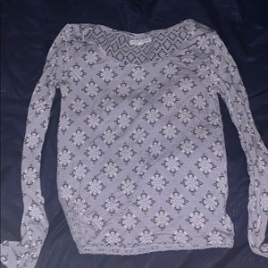 Long sleeve light weight gray see through back top
